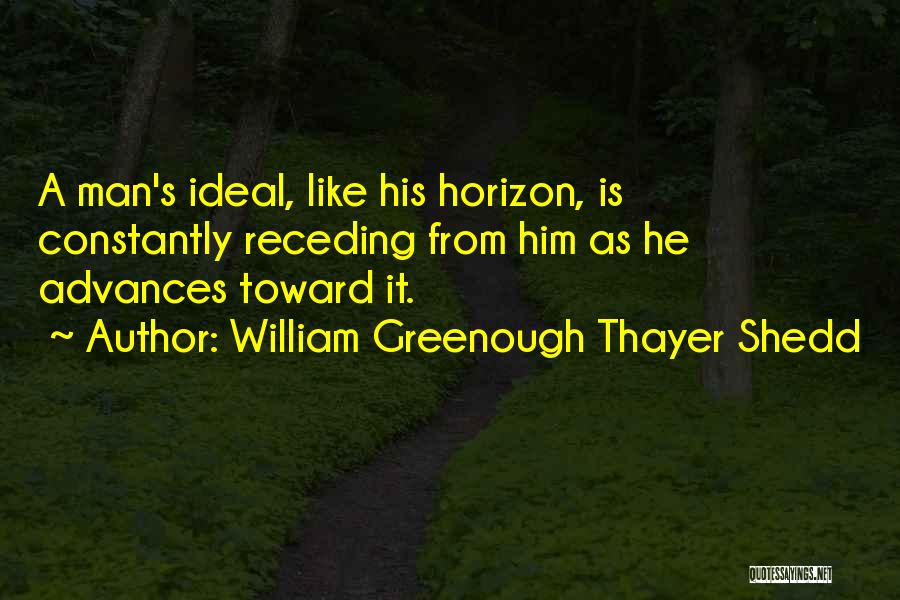 William Greenough Thayer Shedd Quotes: A Man's Ideal, Like His Horizon, Is Constantly Receding From Him As He Advances Toward It.