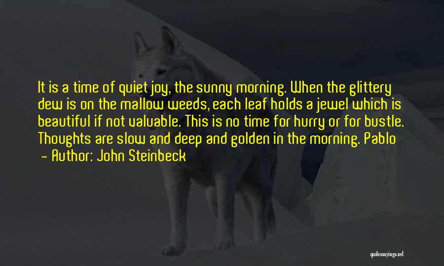 John Steinbeck Quotes: It Is A Time Of Quiet Joy, The Sunny Morning. When The Glittery Dew Is On The Mallow Weeds, Each