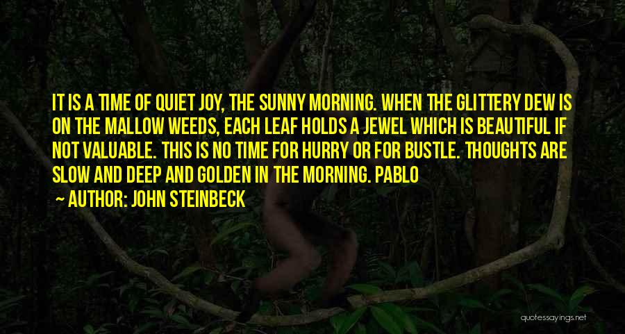 John Steinbeck Quotes: It Is A Time Of Quiet Joy, The Sunny Morning. When The Glittery Dew Is On The Mallow Weeds, Each
