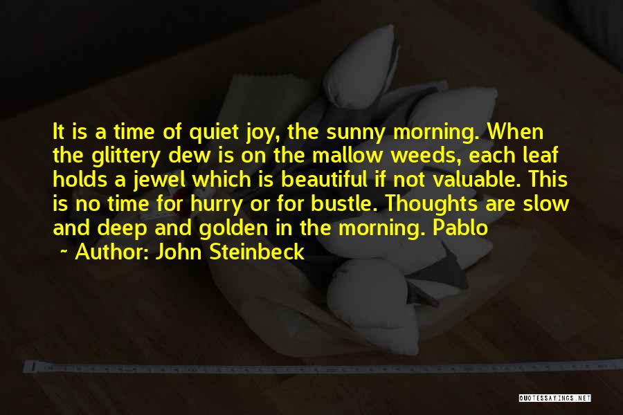 John Steinbeck Quotes: It Is A Time Of Quiet Joy, The Sunny Morning. When The Glittery Dew Is On The Mallow Weeds, Each