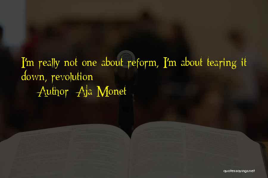 Aja Monet Quotes: I'm Really Not One About Reform, I'm About Tearing It Down, Revolution