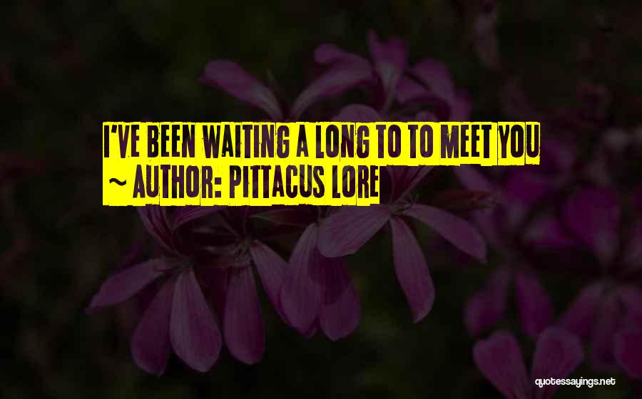 Pittacus Lore Quotes: I've Been Waiting A Long To To Meet You