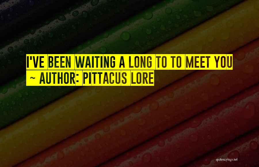 Pittacus Lore Quotes: I've Been Waiting A Long To To Meet You