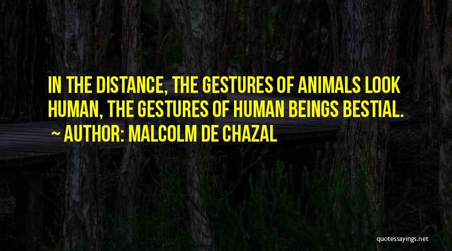 Malcolm De Chazal Quotes: In The Distance, The Gestures Of Animals Look Human, The Gestures Of Human Beings Bestial.