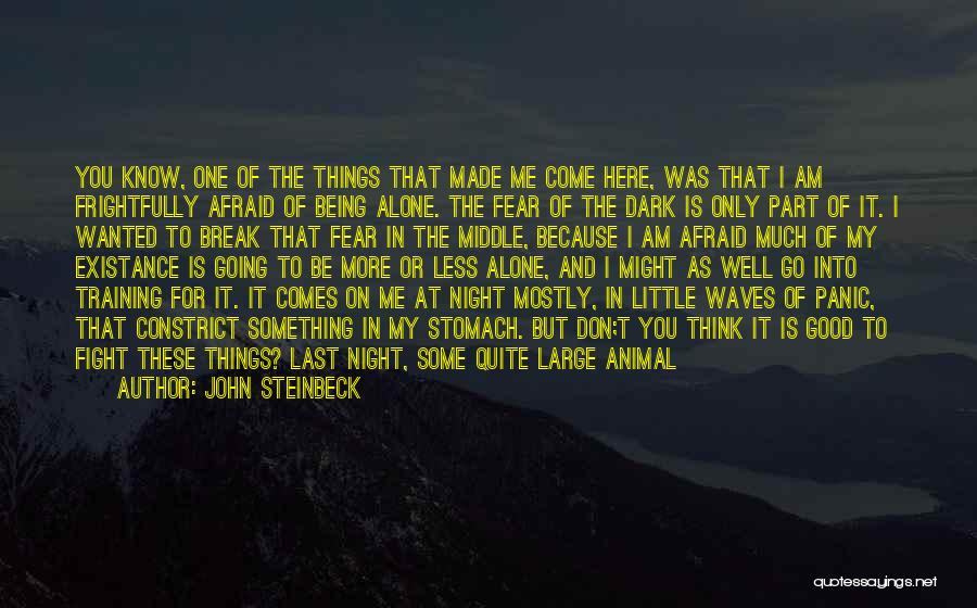 John Steinbeck Quotes: You Know, One Of The Things That Made Me Come Here, Was That I Am Frightfully Afraid Of Being Alone.