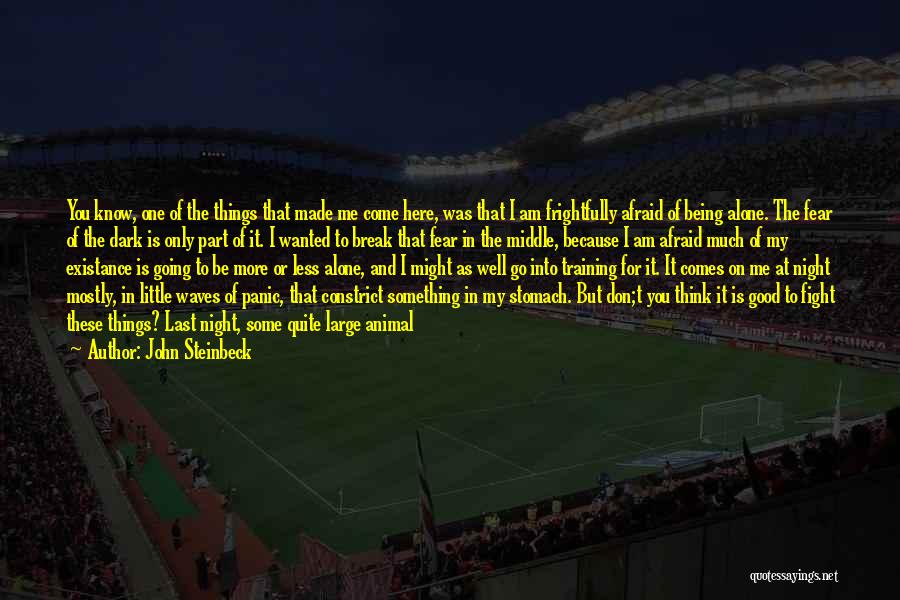 John Steinbeck Quotes: You Know, One Of The Things That Made Me Come Here, Was That I Am Frightfully Afraid Of Being Alone.