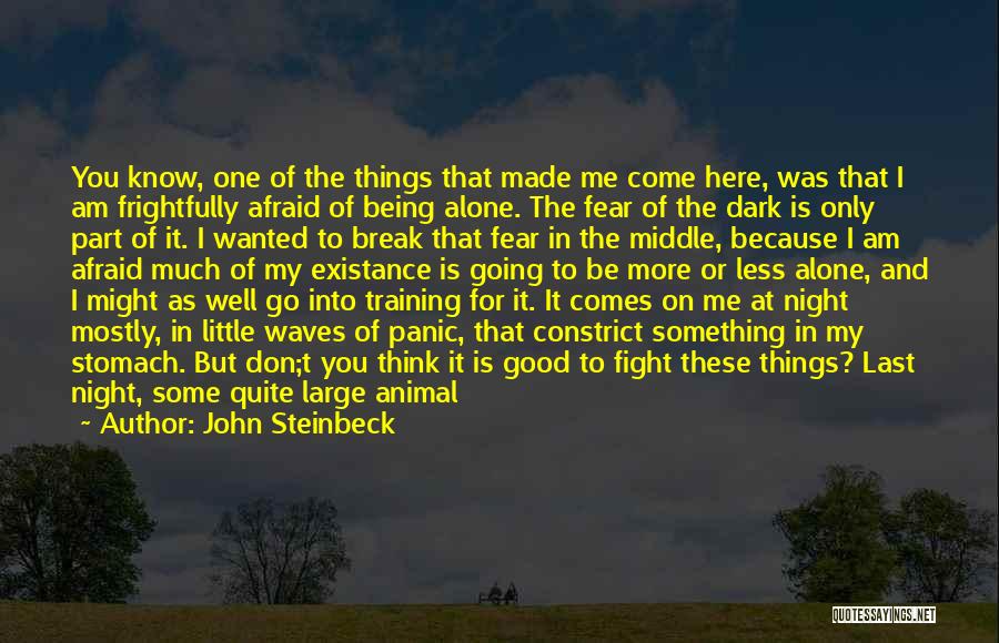 John Steinbeck Quotes: You Know, One Of The Things That Made Me Come Here, Was That I Am Frightfully Afraid Of Being Alone.