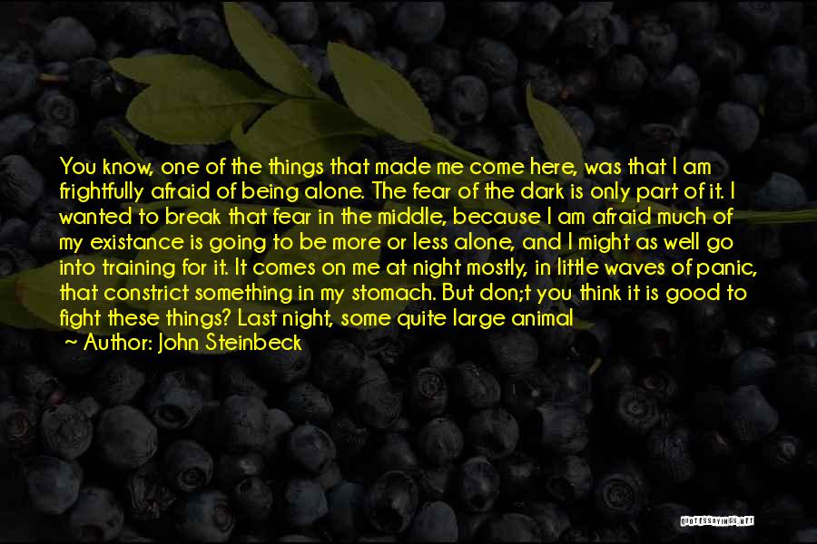 John Steinbeck Quotes: You Know, One Of The Things That Made Me Come Here, Was That I Am Frightfully Afraid Of Being Alone.