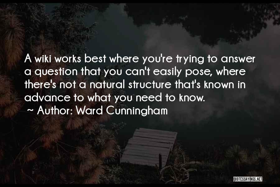 Ward Cunningham Quotes: A Wiki Works Best Where You're Trying To Answer A Question That You Can't Easily Pose, Where There's Not A