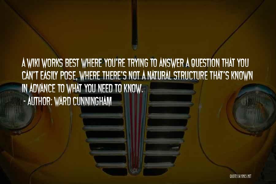 Ward Cunningham Quotes: A Wiki Works Best Where You're Trying To Answer A Question That You Can't Easily Pose, Where There's Not A