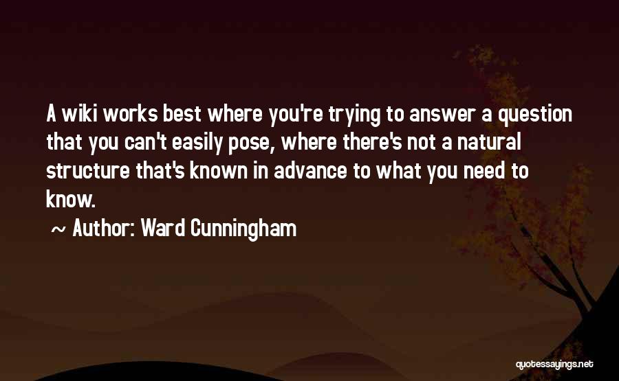 Ward Cunningham Quotes: A Wiki Works Best Where You're Trying To Answer A Question That You Can't Easily Pose, Where There's Not A