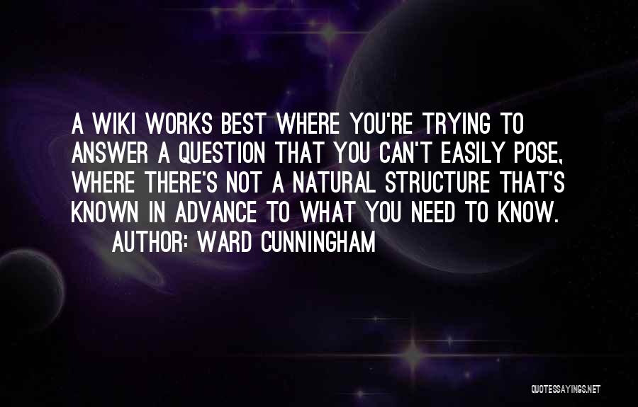 Ward Cunningham Quotes: A Wiki Works Best Where You're Trying To Answer A Question That You Can't Easily Pose, Where There's Not A