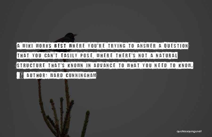 Ward Cunningham Quotes: A Wiki Works Best Where You're Trying To Answer A Question That You Can't Easily Pose, Where There's Not A