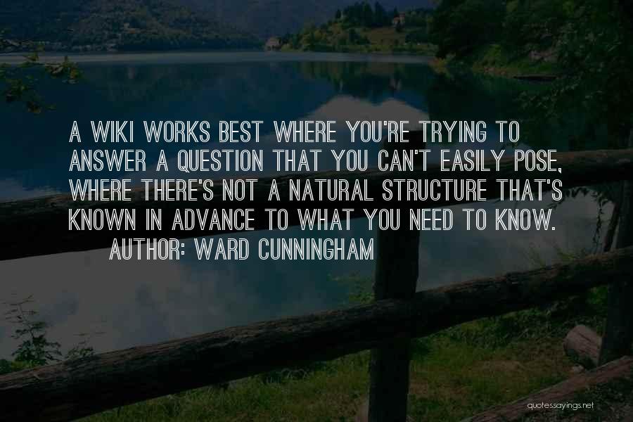 Ward Cunningham Quotes: A Wiki Works Best Where You're Trying To Answer A Question That You Can't Easily Pose, Where There's Not A