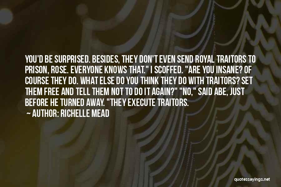 Richelle Mead Quotes: You'd Be Surprised. Besides, They Don't Even Send Royal Traitors To Prison, Rose. Everyone Knows That. I Scoffed. Are You