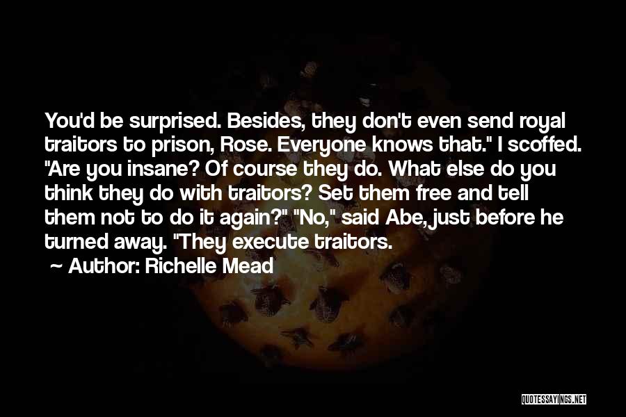 Richelle Mead Quotes: You'd Be Surprised. Besides, They Don't Even Send Royal Traitors To Prison, Rose. Everyone Knows That. I Scoffed. Are You