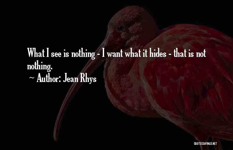 Jean Rhys Quotes: What I See Is Nothing - I Want What It Hides - That Is Not Nothing.