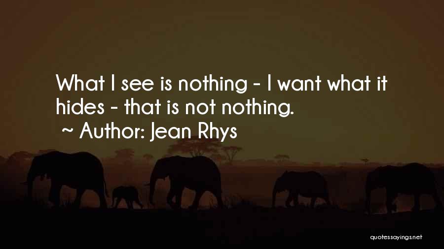 Jean Rhys Quotes: What I See Is Nothing - I Want What It Hides - That Is Not Nothing.