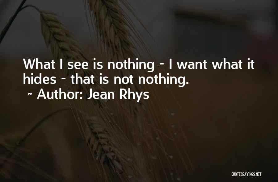 Jean Rhys Quotes: What I See Is Nothing - I Want What It Hides - That Is Not Nothing.