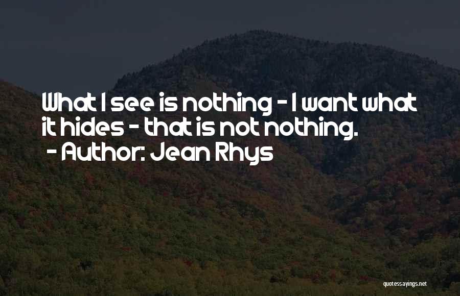 Jean Rhys Quotes: What I See Is Nothing - I Want What It Hides - That Is Not Nothing.