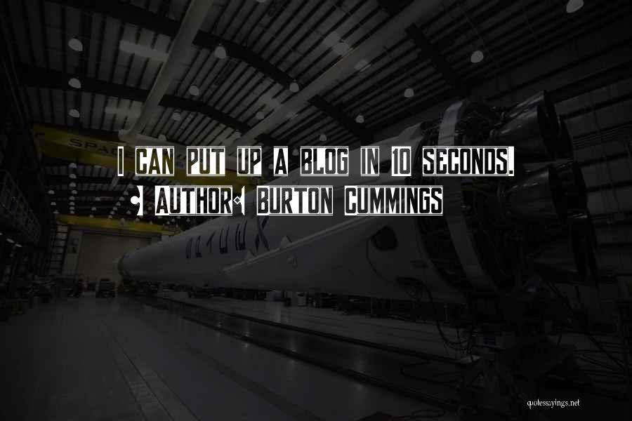 Burton Cummings Quotes: I Can Put Up A Blog In 10 Seconds.