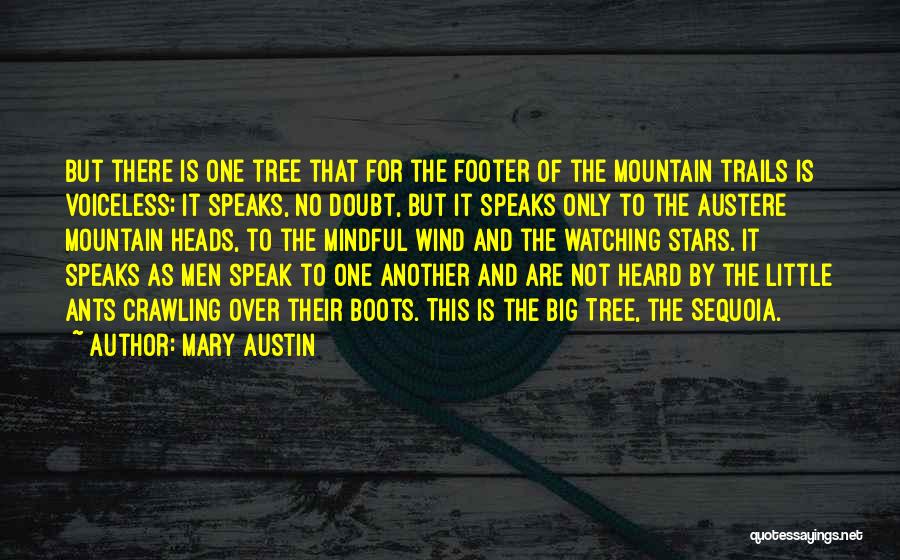 Mary Austin Quotes: But There Is One Tree That For The Footer Of The Mountain Trails Is Voiceless; It Speaks, No Doubt, But