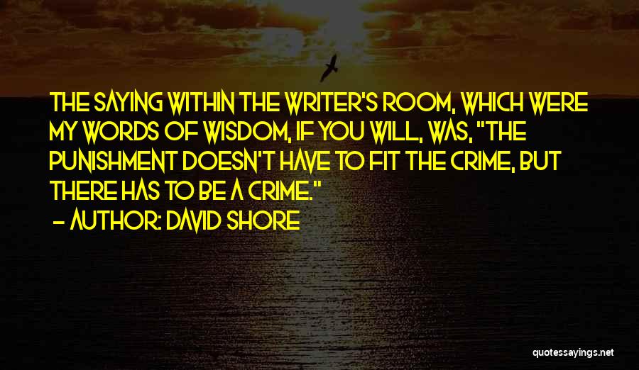 David Shore Quotes: The Saying Within The Writer's Room, Which Were My Words Of Wisdom, If You Will, Was, The Punishment Doesn't Have