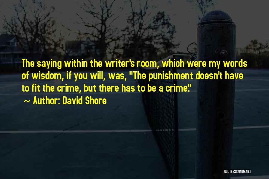 David Shore Quotes: The Saying Within The Writer's Room, Which Were My Words Of Wisdom, If You Will, Was, The Punishment Doesn't Have