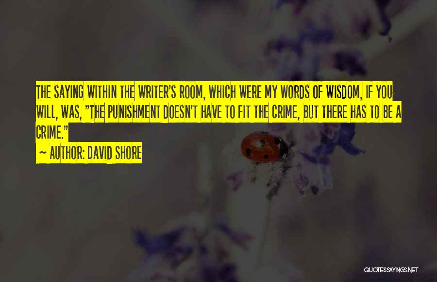 David Shore Quotes: The Saying Within The Writer's Room, Which Were My Words Of Wisdom, If You Will, Was, The Punishment Doesn't Have