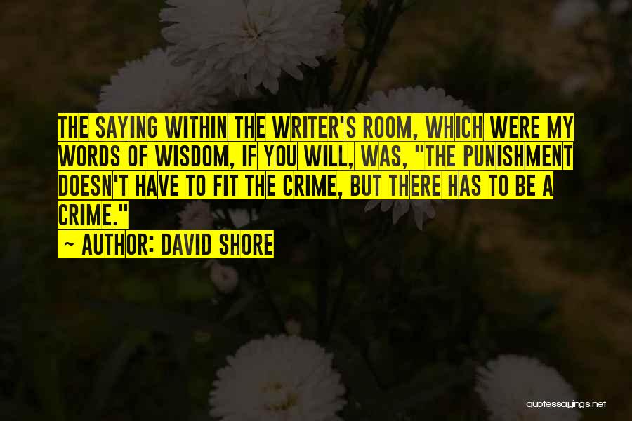 David Shore Quotes: The Saying Within The Writer's Room, Which Were My Words Of Wisdom, If You Will, Was, The Punishment Doesn't Have