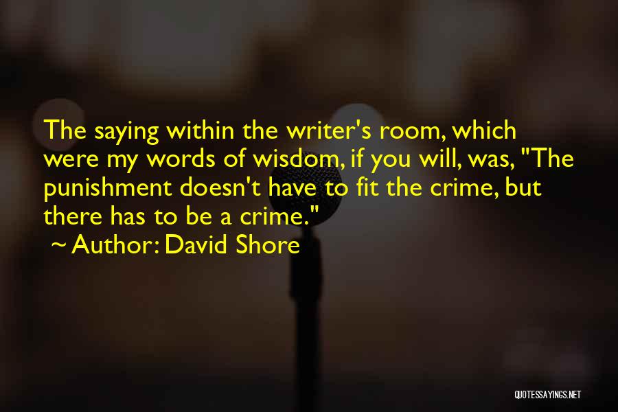 David Shore Quotes: The Saying Within The Writer's Room, Which Were My Words Of Wisdom, If You Will, Was, The Punishment Doesn't Have