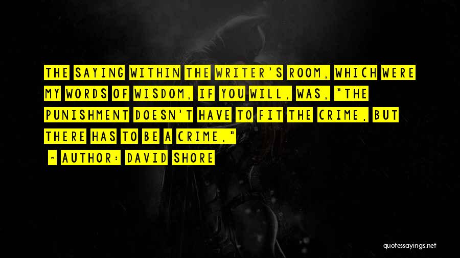 David Shore Quotes: The Saying Within The Writer's Room, Which Were My Words Of Wisdom, If You Will, Was, The Punishment Doesn't Have