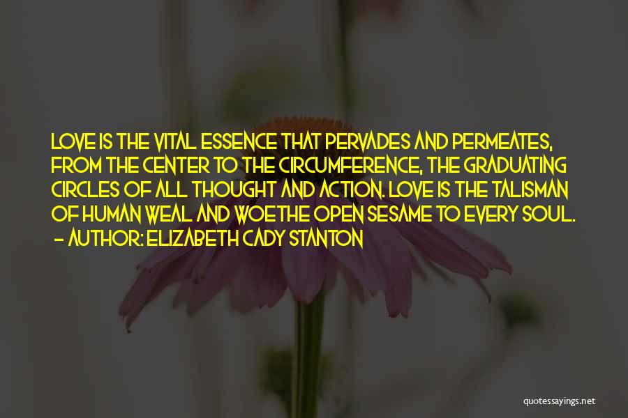 Elizabeth Cady Stanton Quotes: Love Is The Vital Essence That Pervades And Permeates, From The Center To The Circumference, The Graduating Circles Of All