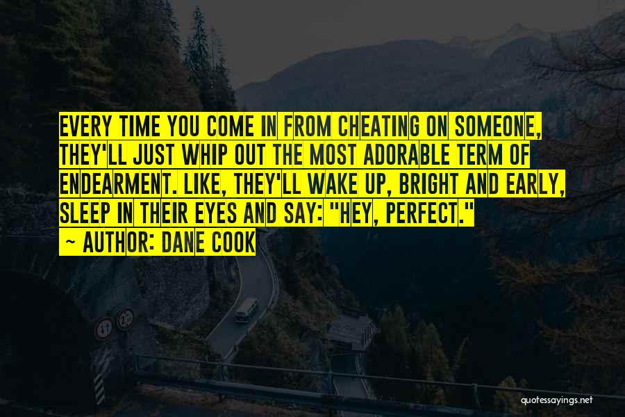 Dane Cook Quotes: Every Time You Come In From Cheating On Someone, They'll Just Whip Out The Most Adorable Term Of Endearment. Like,