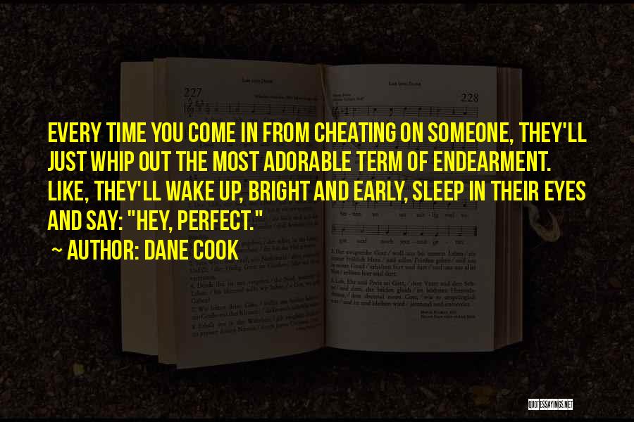 Dane Cook Quotes: Every Time You Come In From Cheating On Someone, They'll Just Whip Out The Most Adorable Term Of Endearment. Like,