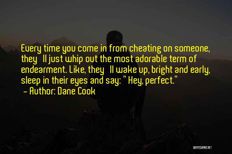 Dane Cook Quotes: Every Time You Come In From Cheating On Someone, They'll Just Whip Out The Most Adorable Term Of Endearment. Like,