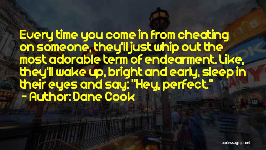 Dane Cook Quotes: Every Time You Come In From Cheating On Someone, They'll Just Whip Out The Most Adorable Term Of Endearment. Like,