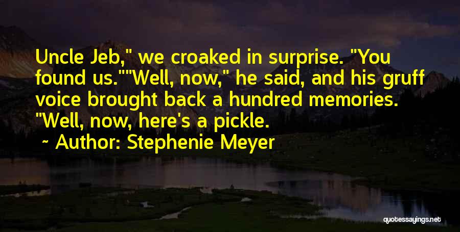 Stephenie Meyer Quotes: Uncle Jeb, We Croaked In Surprise. You Found Us.well, Now, He Said, And His Gruff Voice Brought Back A Hundred