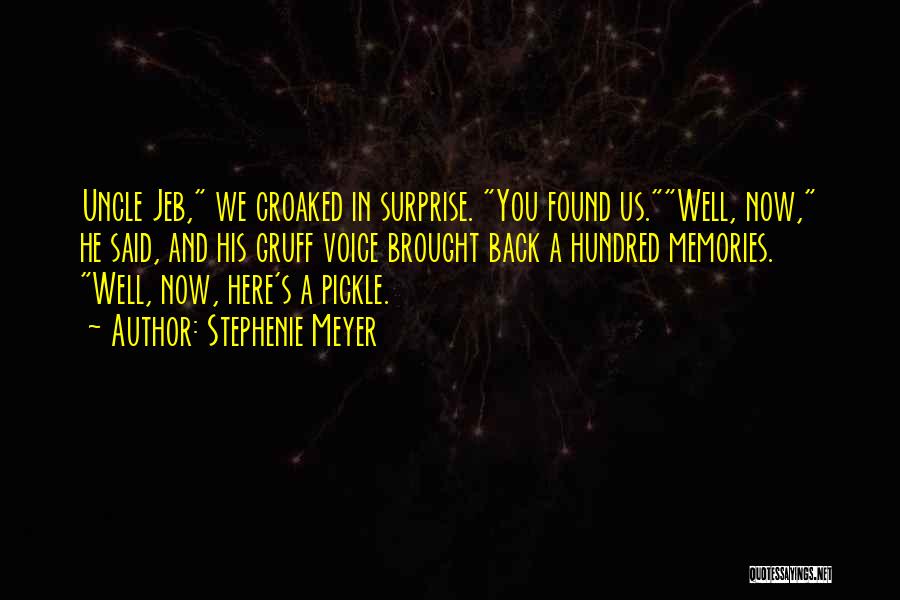Stephenie Meyer Quotes: Uncle Jeb, We Croaked In Surprise. You Found Us.well, Now, He Said, And His Gruff Voice Brought Back A Hundred