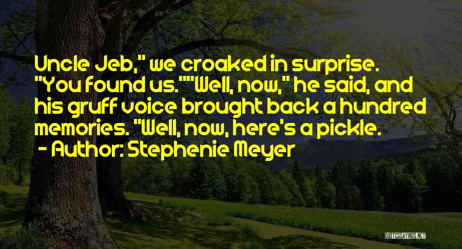 Stephenie Meyer Quotes: Uncle Jeb, We Croaked In Surprise. You Found Us.well, Now, He Said, And His Gruff Voice Brought Back A Hundred