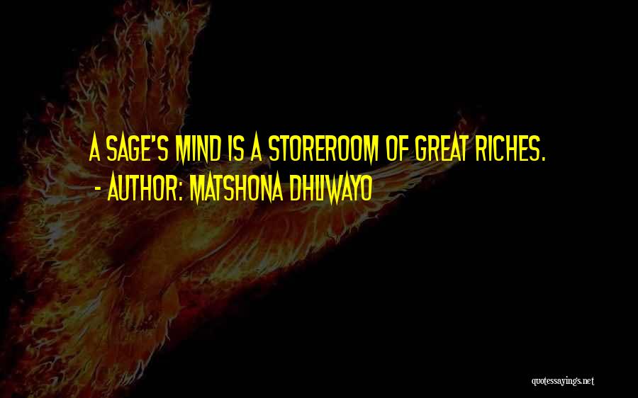 Matshona Dhliwayo Quotes: A Sage's Mind Is A Storeroom Of Great Riches.