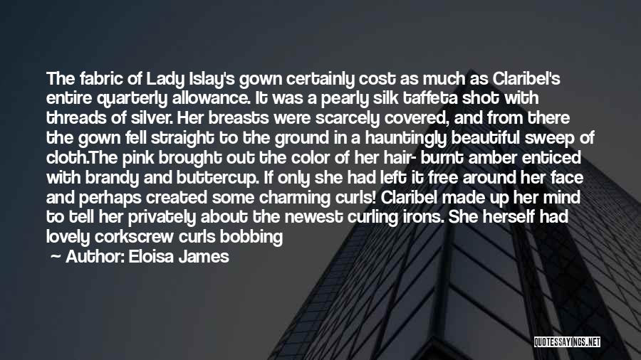 Eloisa James Quotes: The Fabric Of Lady Islay's Gown Certainly Cost As Much As Claribel's Entire Quarterly Allowance. It Was A Pearly Silk