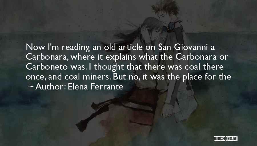 Elena Ferrante Quotes: Now I'm Reading An Old Article On San Giovanni A Carbonara, Where It Explains What The Carbonara Or Carboneto Was.