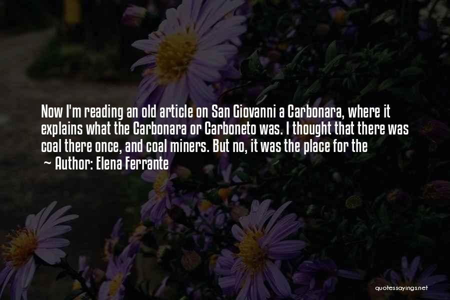 Elena Ferrante Quotes: Now I'm Reading An Old Article On San Giovanni A Carbonara, Where It Explains What The Carbonara Or Carboneto Was.