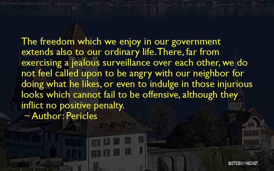 Pericles Quotes: The Freedom Which We Enjoy In Our Government Extends Also To Our Ordinary Life. There, Far From Exercising A Jealous