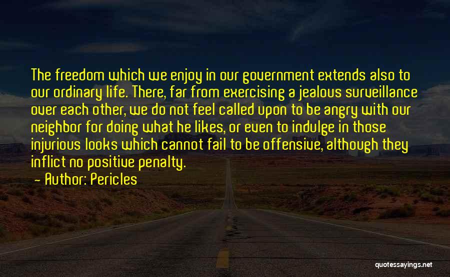 Pericles Quotes: The Freedom Which We Enjoy In Our Government Extends Also To Our Ordinary Life. There, Far From Exercising A Jealous