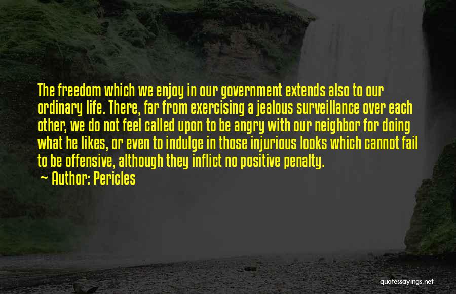 Pericles Quotes: The Freedom Which We Enjoy In Our Government Extends Also To Our Ordinary Life. There, Far From Exercising A Jealous