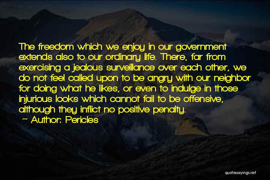 Pericles Quotes: The Freedom Which We Enjoy In Our Government Extends Also To Our Ordinary Life. There, Far From Exercising A Jealous