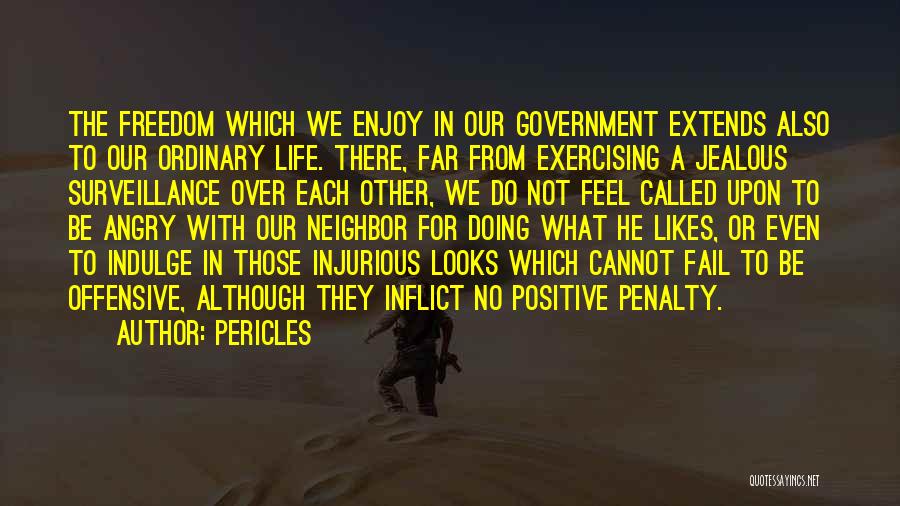 Pericles Quotes: The Freedom Which We Enjoy In Our Government Extends Also To Our Ordinary Life. There, Far From Exercising A Jealous