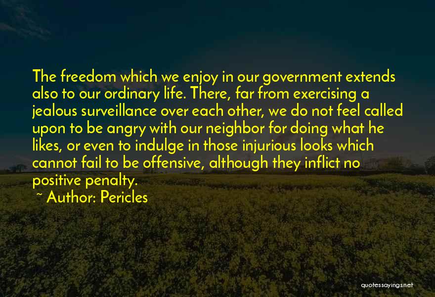 Pericles Quotes: The Freedom Which We Enjoy In Our Government Extends Also To Our Ordinary Life. There, Far From Exercising A Jealous